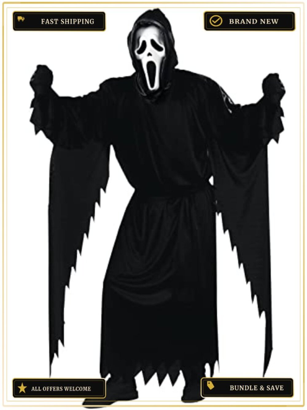Ghost Face Adult Costume Robe Mask Halloween Cosplay Set